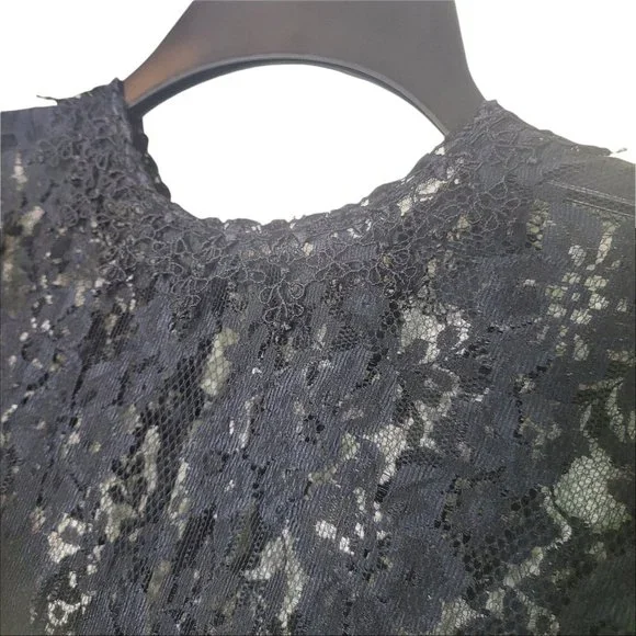 Scott McClintock Vintage Black Lace Floral Design Long Sleeve Dress with Bow 14 - Picture 3 of 9